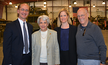 Seen here are Dean Harry Ballan, new Veterans' Clinic Director Rosanne Trabocchi, Staff Attorney Sarah Fetherston and Associate Dean Ken Rosenblum.