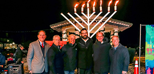 PHOTO CAPTION (From l to r): Brightwaters Mayor Joseph McDermott, Town of Islip Councilman Steve Flotteron, Suffolk County Executive Steven Bellone, Rabbi Shimon Stillerman, Dean Harry Ballan and Suffolk County Legislator Tom Cilmi. Photo credit to Stacy Sideris Photography.